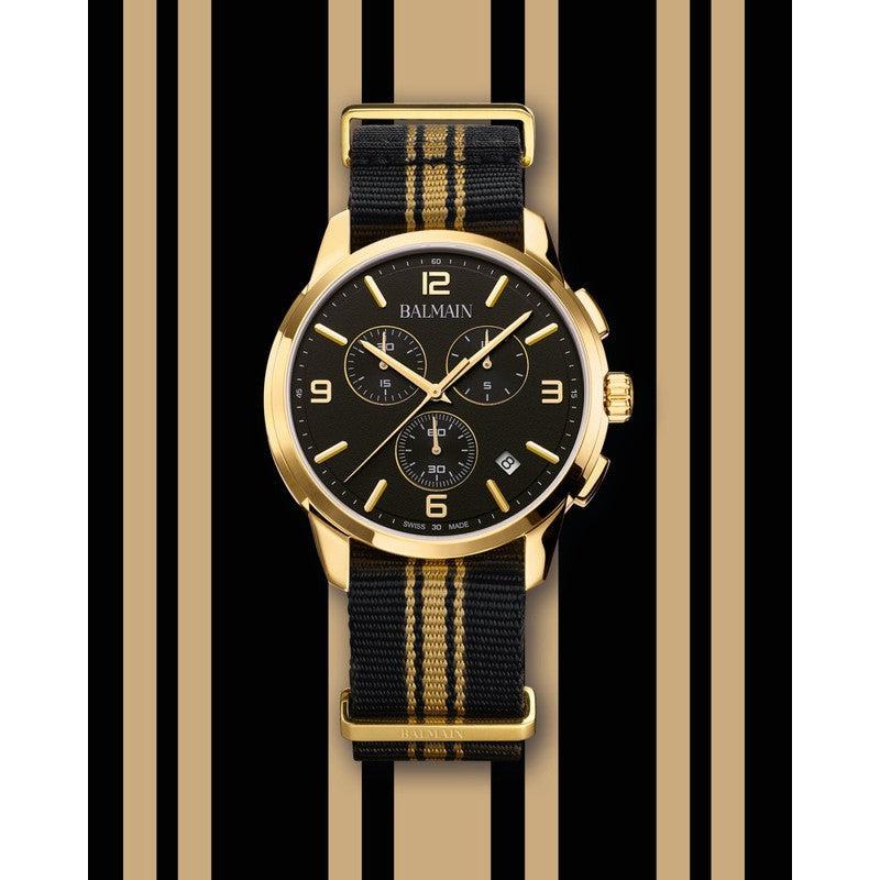 Balmain Madigral Chrono Black and Gold Nato Strap B74803164