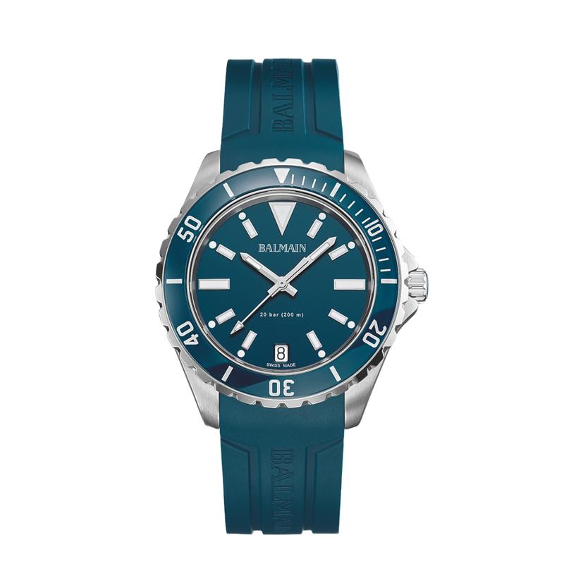 Balmain Ophrys Swiss Quartz Stainless Steel Blue Rubber Watch