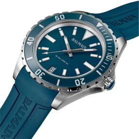 Balmain Ophrys Swiss Quartz Stainless Steel Blue Rubber Watch