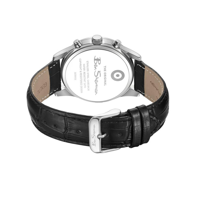 Ben Sherman Men's Black Chronograph Watch with Black Leather Strap