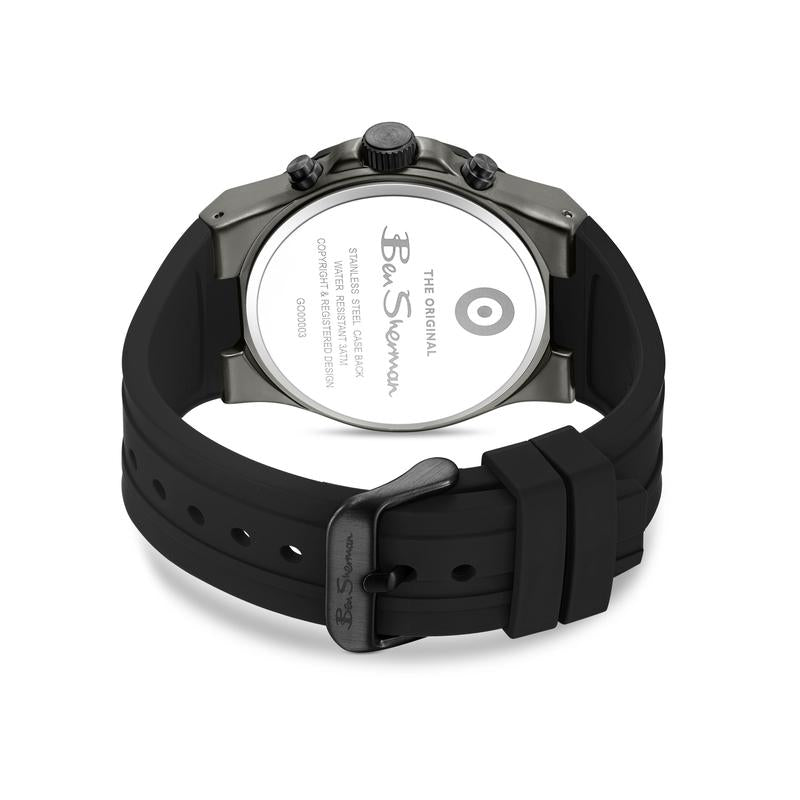 Ben Sherman Men's Black Chronograph Watch with Black Silicone Strap