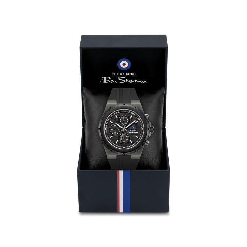 Ben Sherman Men's Black Chronograph Watch with Black Silicone Strap