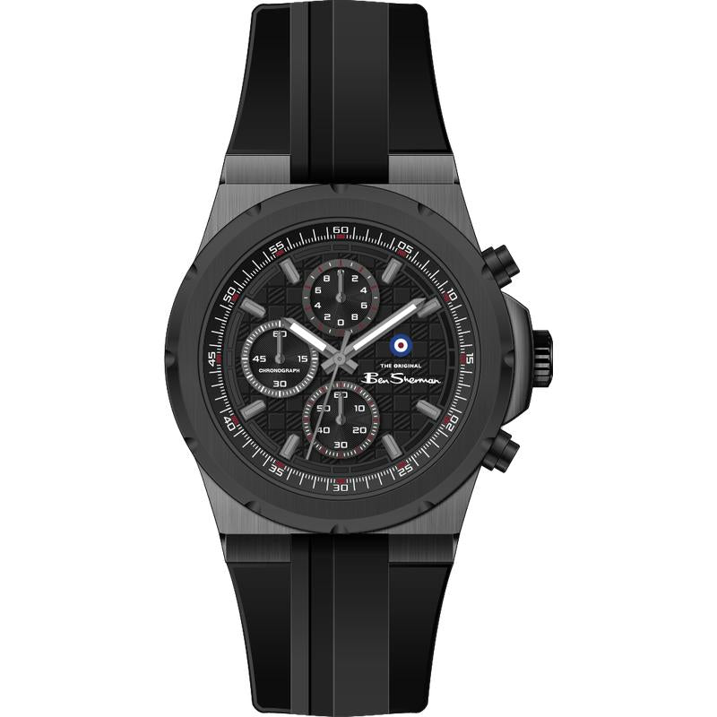 Ben Sherman Men's Black Chronograph Watch with Black Silicone Strap