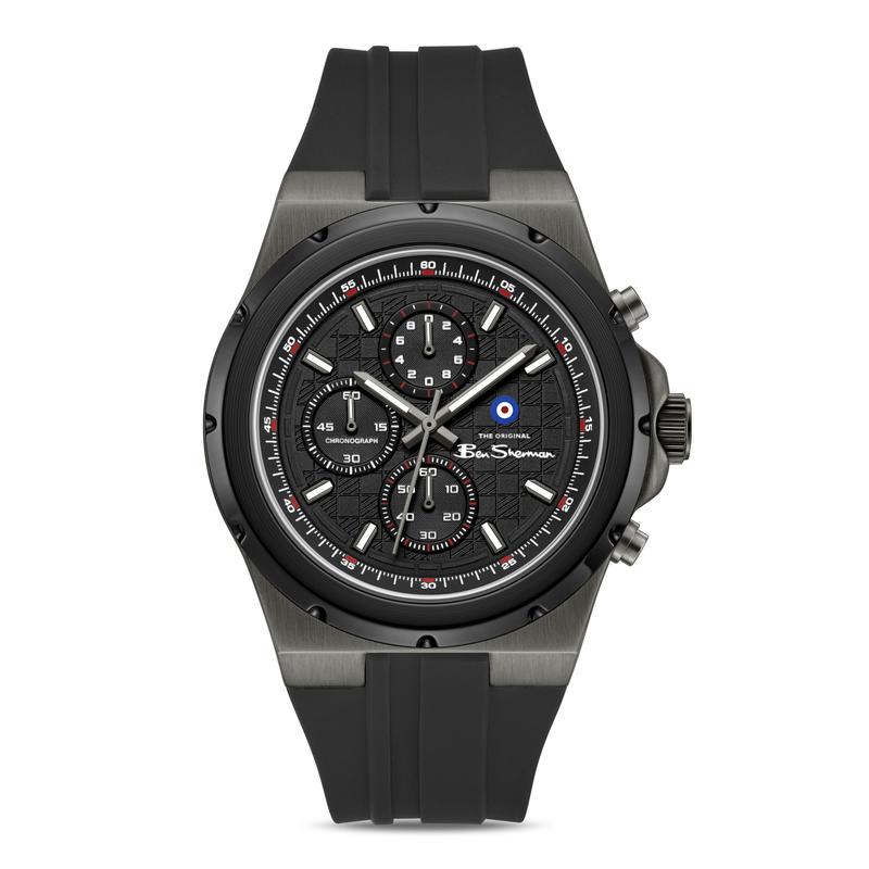 Ben Sherman Men's Black Chronograph Watch with Black Silicone Strap