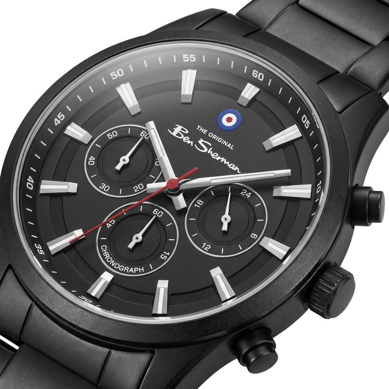 Ben Sherman Men's Black Chronograph Watch with Black Stainless Steel Bracelet