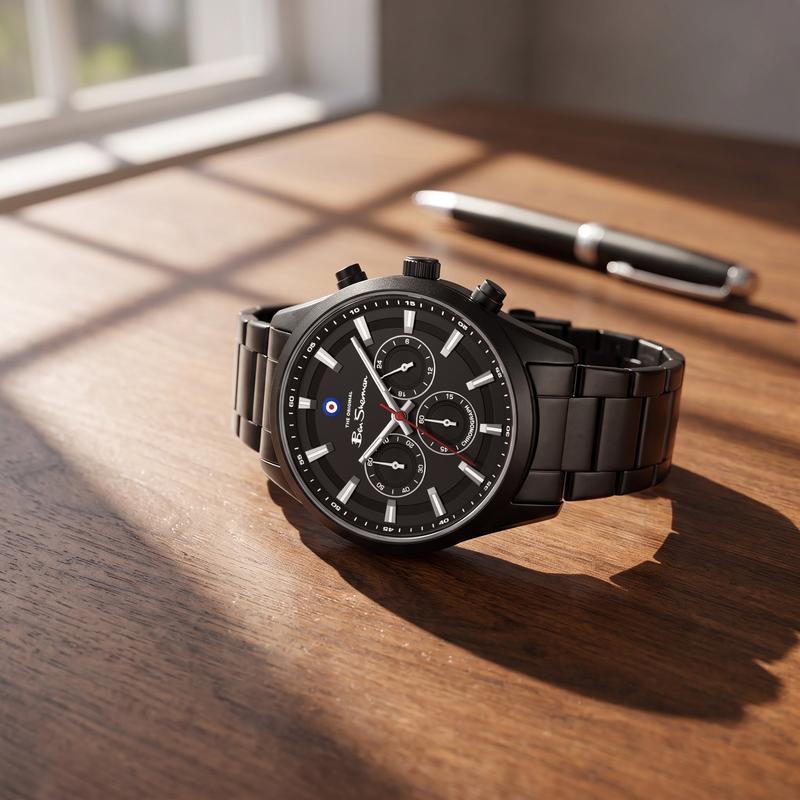 Ben Sherman Men's Black Chronograph Watch with Black Stainless Steel Bracelet