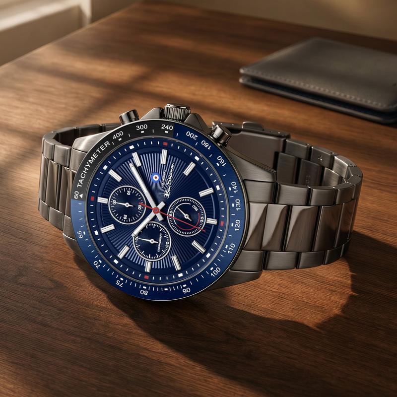 Ben Sherman Men’s Black Chronograph Watch with Navy Dial
