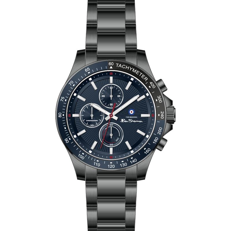 Ben Sherman Men’s Black Chronograph Watch with Navy Dial