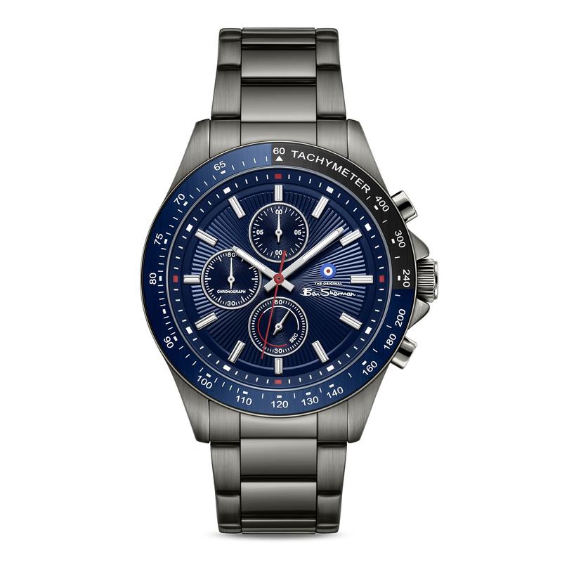 Ben Sherman Men’s Black Chronograph Watch with Navy Dial