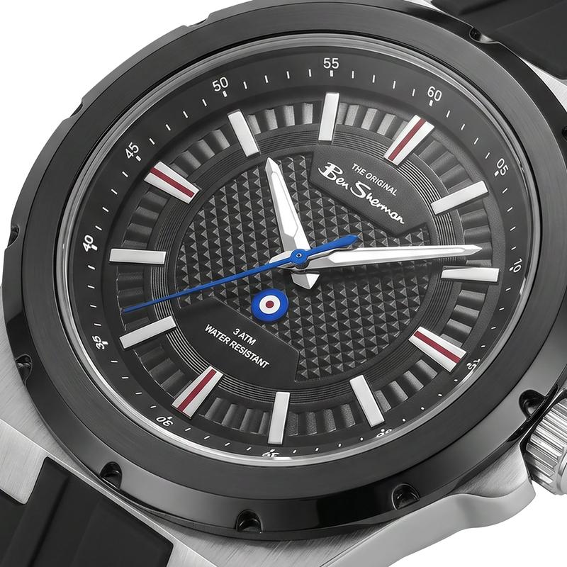 Ben Sherman Men's Black Silicone Strap Black Dial Watch