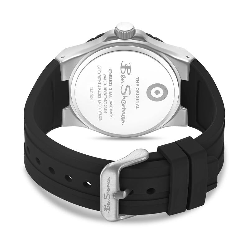 Ben Sherman Men's Black Silicone Strap Black Dial Watch