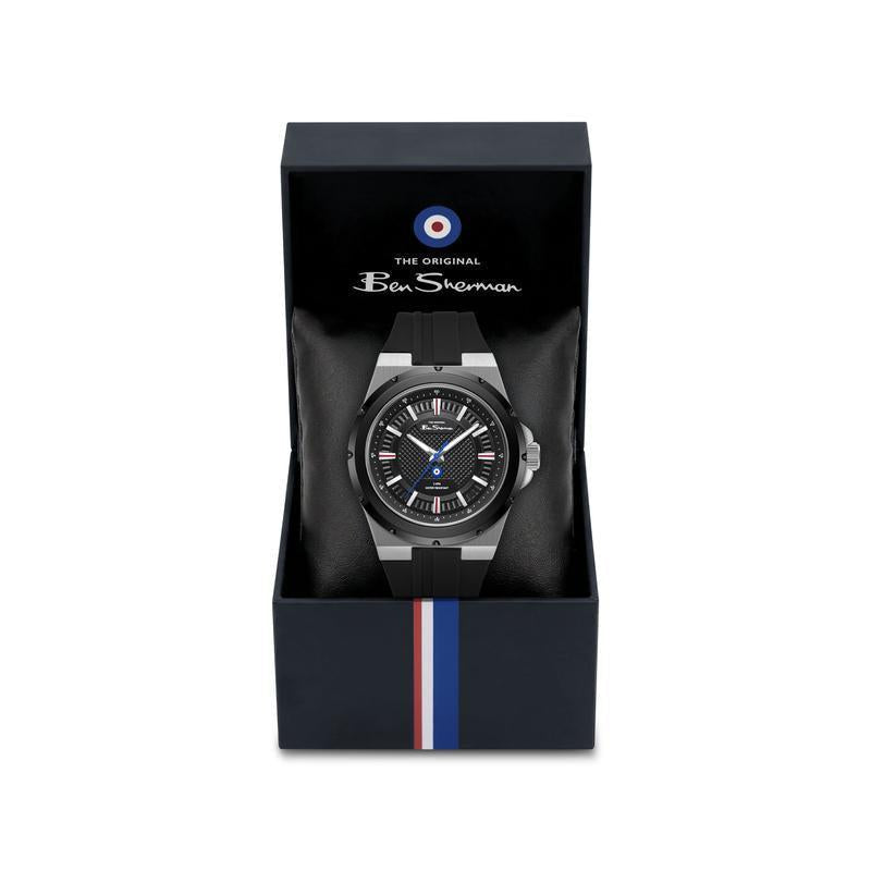 Ben Sherman Men's Black Silicone Strap Black Dial Watch