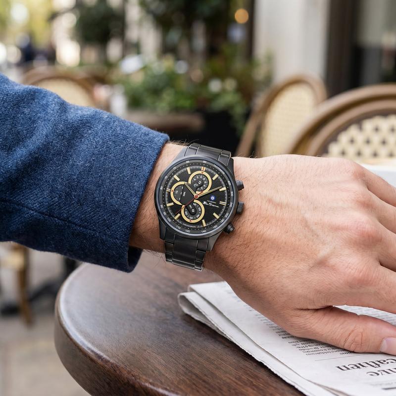 Ben Sherman Men’s Black-Tone Chronograph Watch with Black Dial