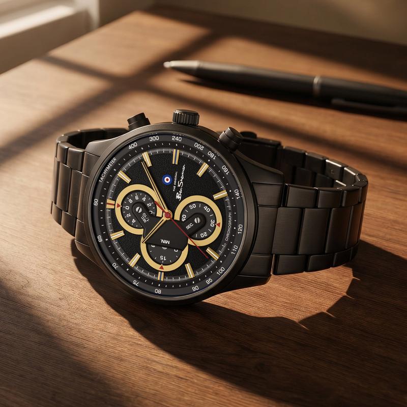 Ben Sherman Men’s Black-Tone Chronograph Watch with Black Dial