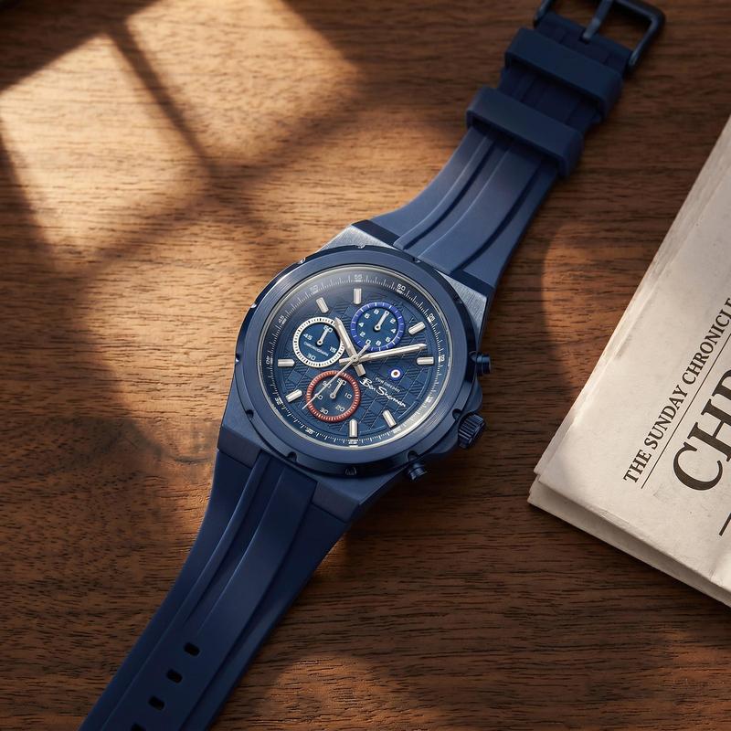 Ben Sherman Men's Blue Chronograph Watch with Blue Silicone Strap