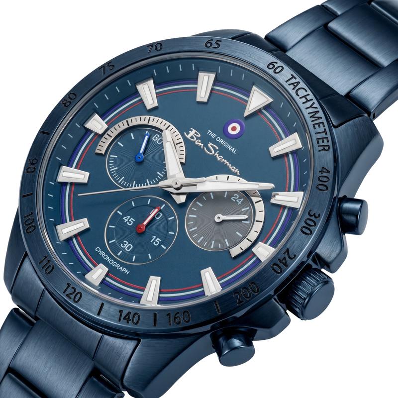 Ben Sherman Men's Blue Chronograph Watch with Blue Stainless Steel Bracelet