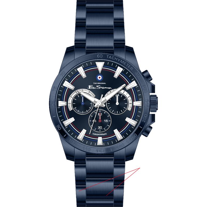 Ben Sherman Men's Blue Chronograph Watch with Blue Stainless Steel Bracelet