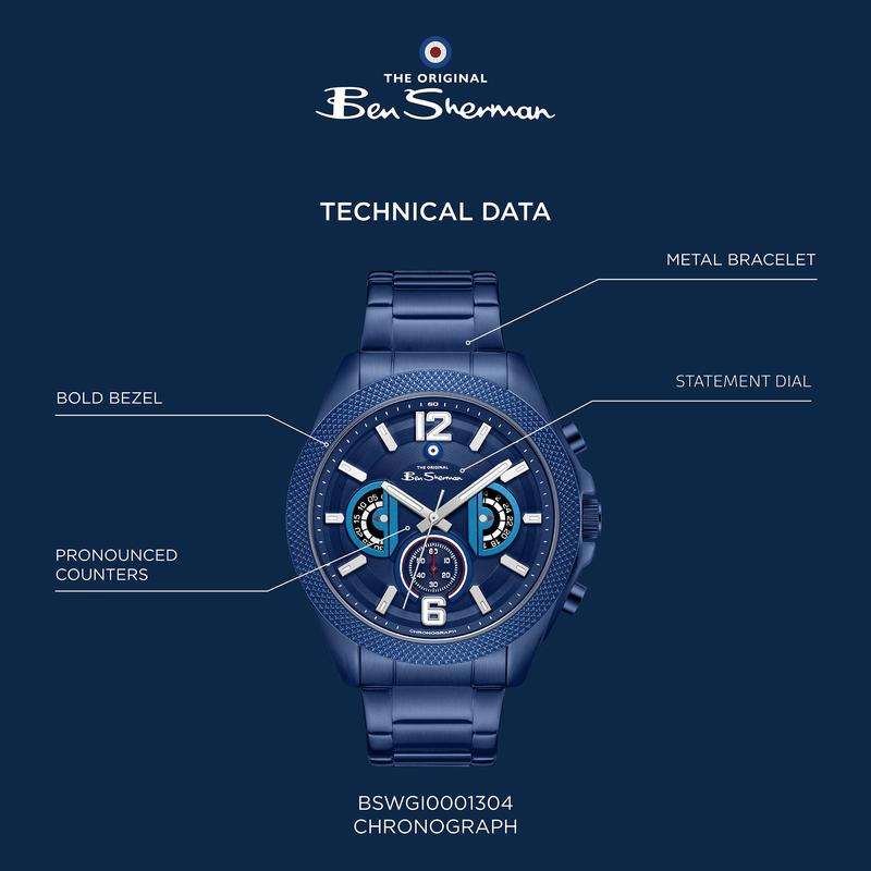 Ben Sherman Men's Blue Stainless Steel Chronograph Watch