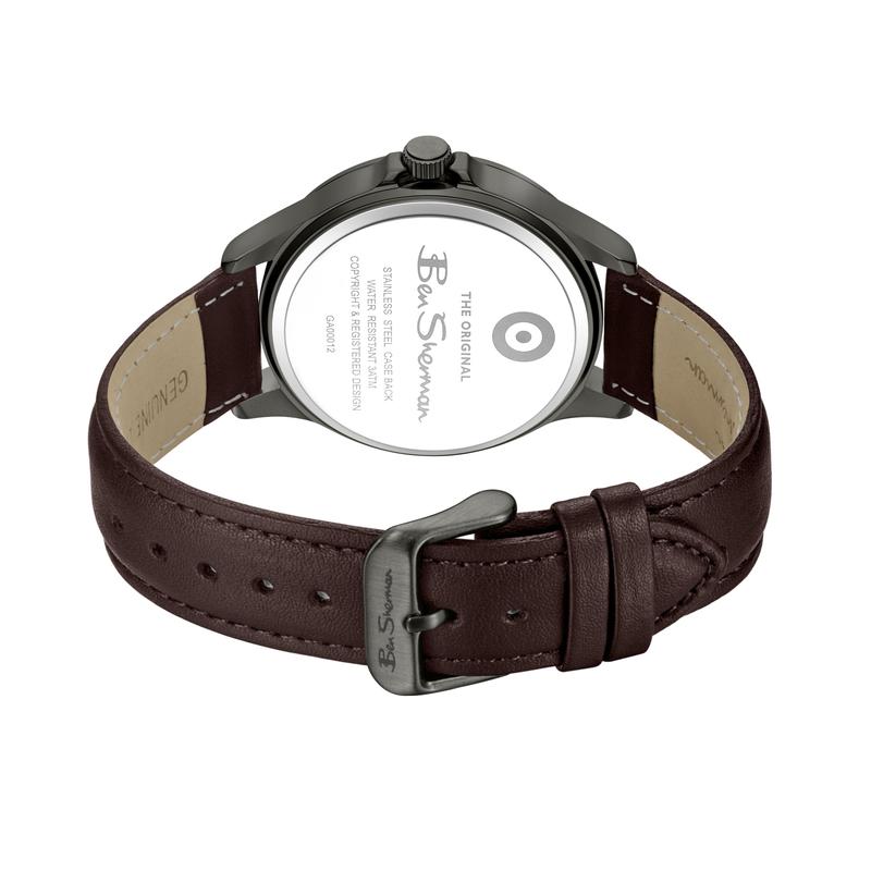 Ben Sherman Men's Brown Leather Strap Black Dial Watch