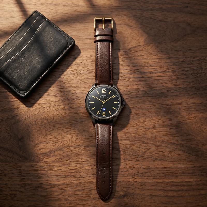 Ben Sherman Men's Brown Leather Strap Black Dial Watch