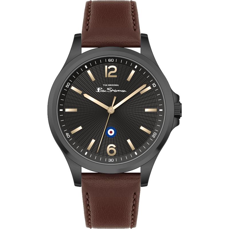 Ben Sherman Men's Brown Leather Strap Black Dial Watch