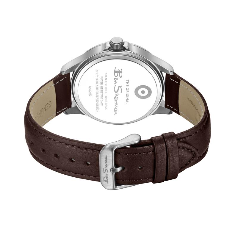Ben Sherman Men's Brown Leather Strap Blue Dial Watch