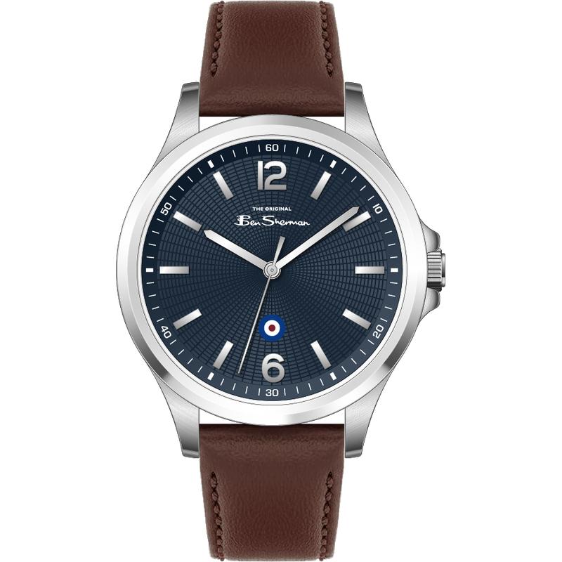 Ben Sherman Men's Brown Leather Strap Blue Dial Watch