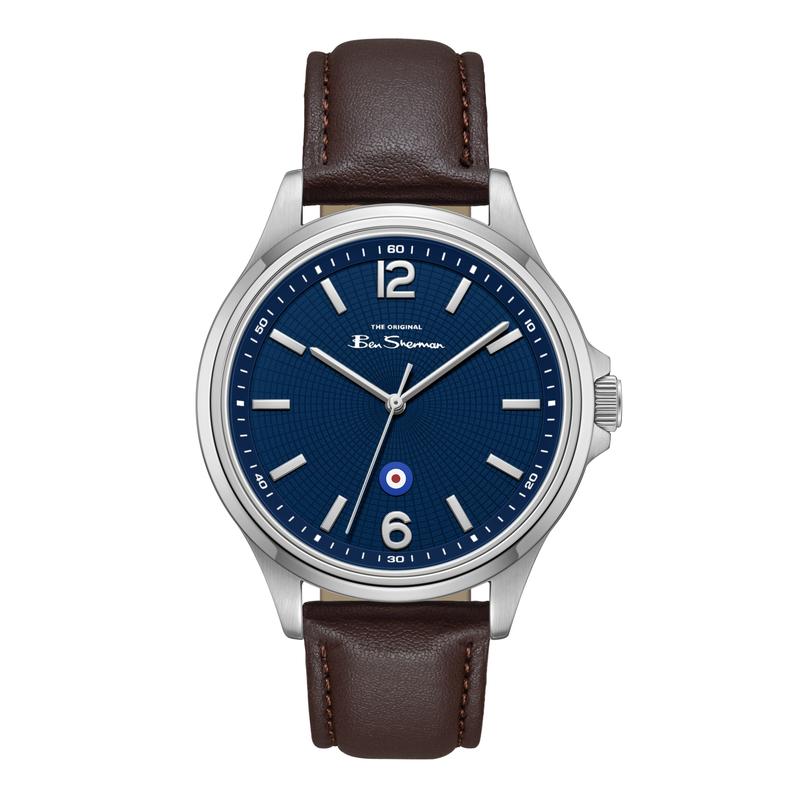 Ben Sherman Men's Brown Leather Strap Blue Dial Watch