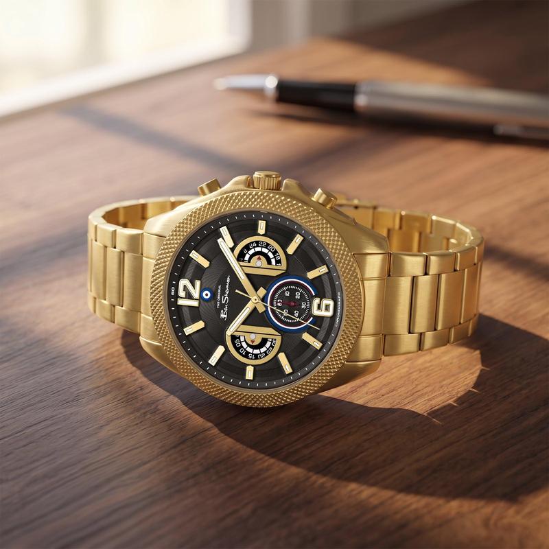Ben Sherman Men’s Gold-Tone Chronograph Watch with Black Dial