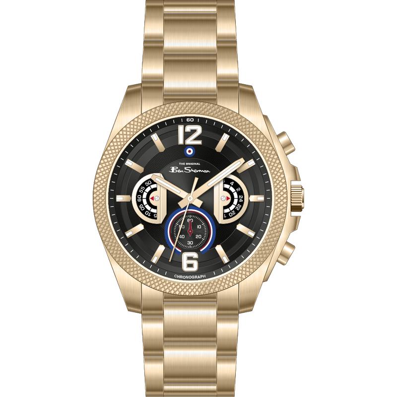Ben Sherman Men’s Gold-Tone Chronograph Watch with Black Dial