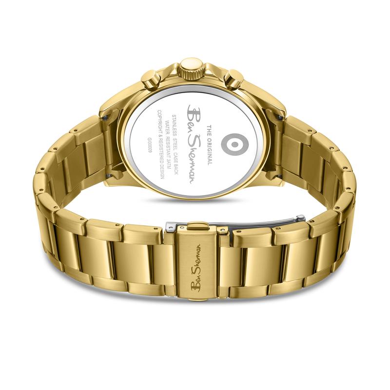 Ben Sherman Men’s Gold-Tone Chronograph Watch with Silver Dial