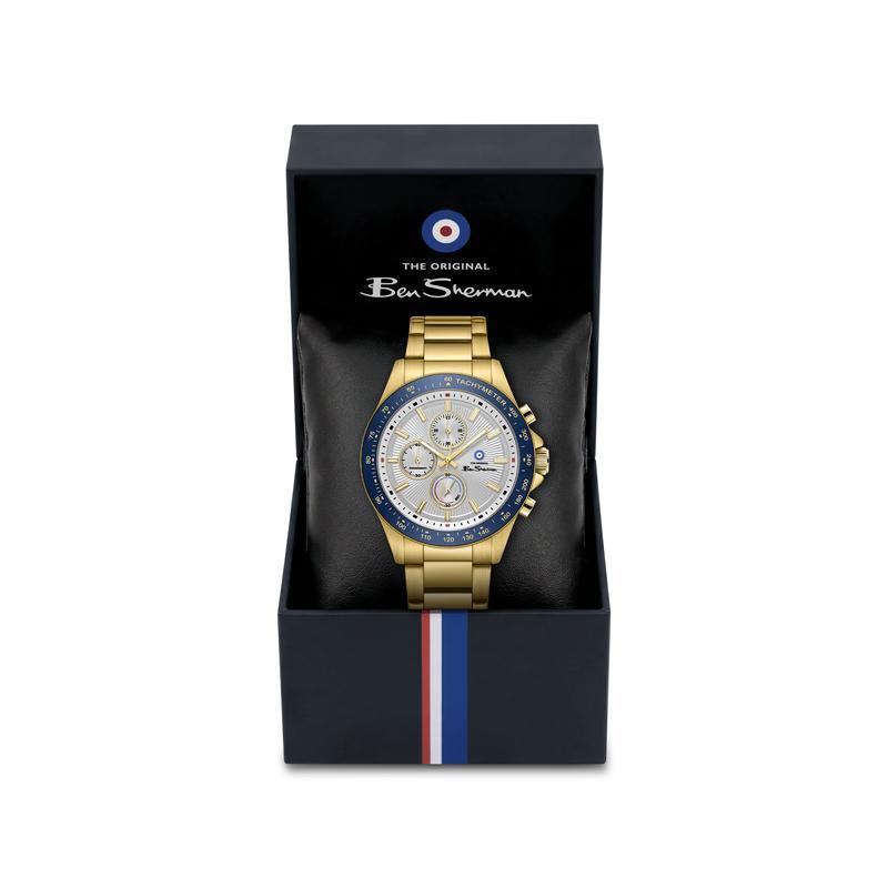 Ben Sherman Men’s Gold-Tone Chronograph Watch with Silver Dial