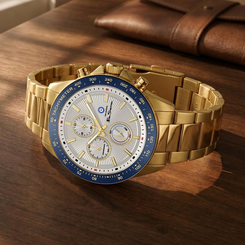 Ben Sherman Men’s Gold-Tone Chronograph Watch with Silver Dial