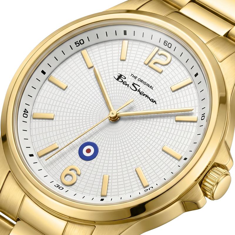 Ben Sherman Men’s Gold-Tone Watch with Textured White Dial