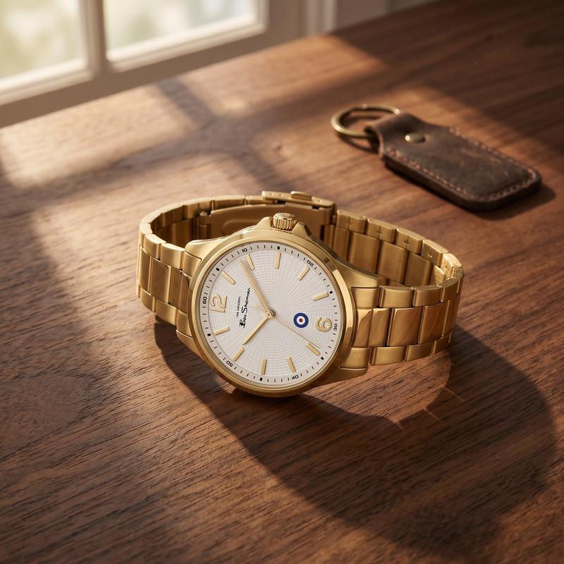 Ben Sherman Men’s Gold-Tone Watch with Textured White Dial
