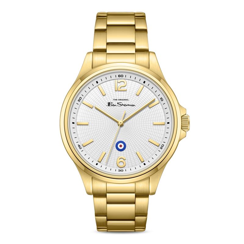 Ben Sherman Men’s Gold-Tone Watch with Textured White Dial