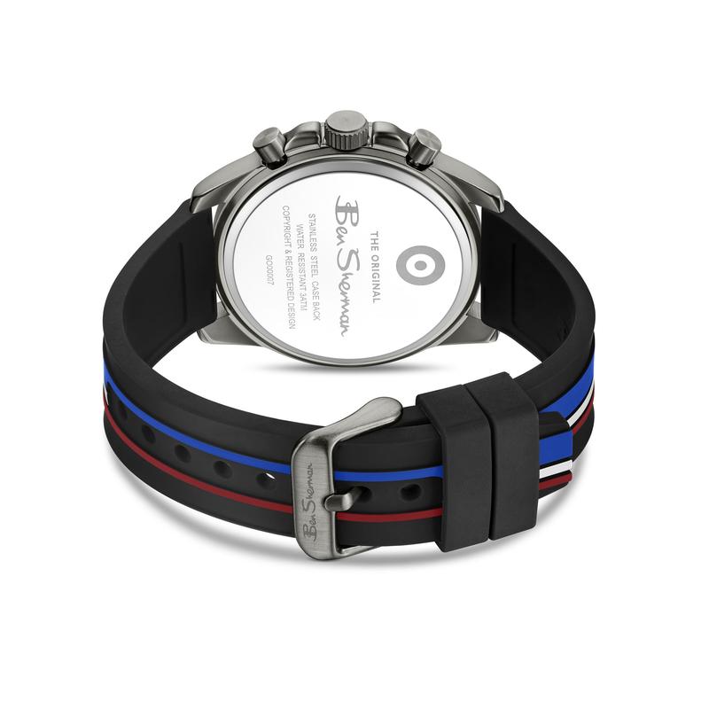 Ben Sherman Men's Gunmetal Chronograph Watch with Black Silicone Strap