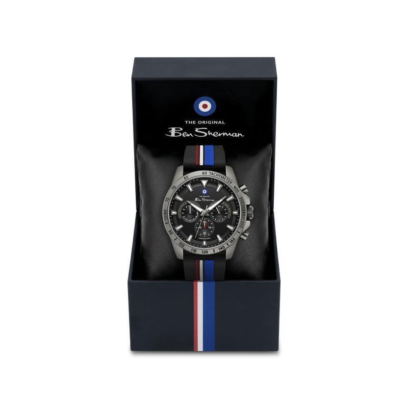 Ben Sherman Men's Gunmetal Chronograph Watch with Black Silicone Strap