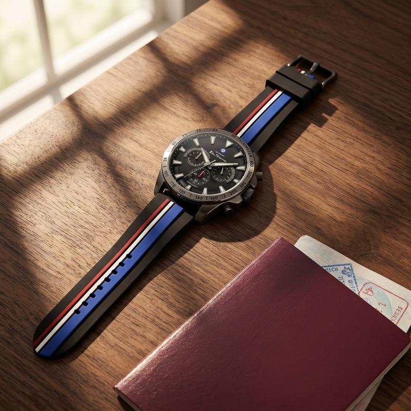Ben Sherman Men's Gunmetal Chronograph Watch with Black Silicone Strap