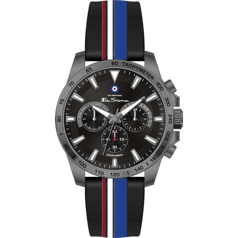 Ben Sherman Men's Gunmetal Chronograph Watch with Black Silicone Strap