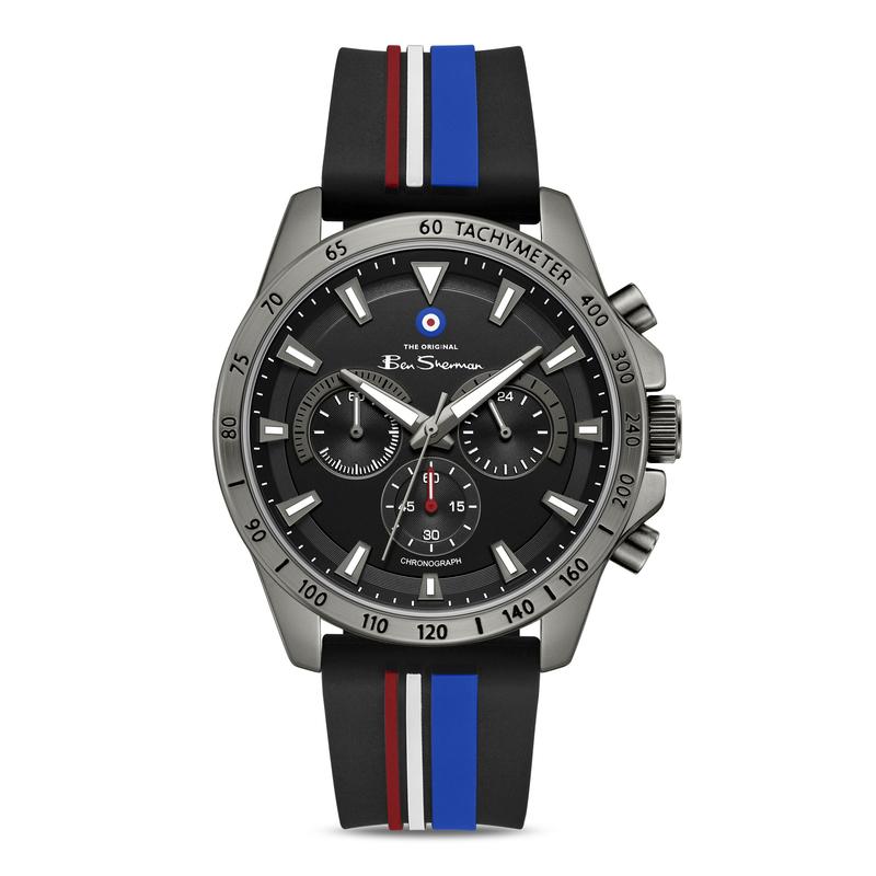 Ben Sherman Men's Gunmetal Chronograph Watch with Black Silicone Strap