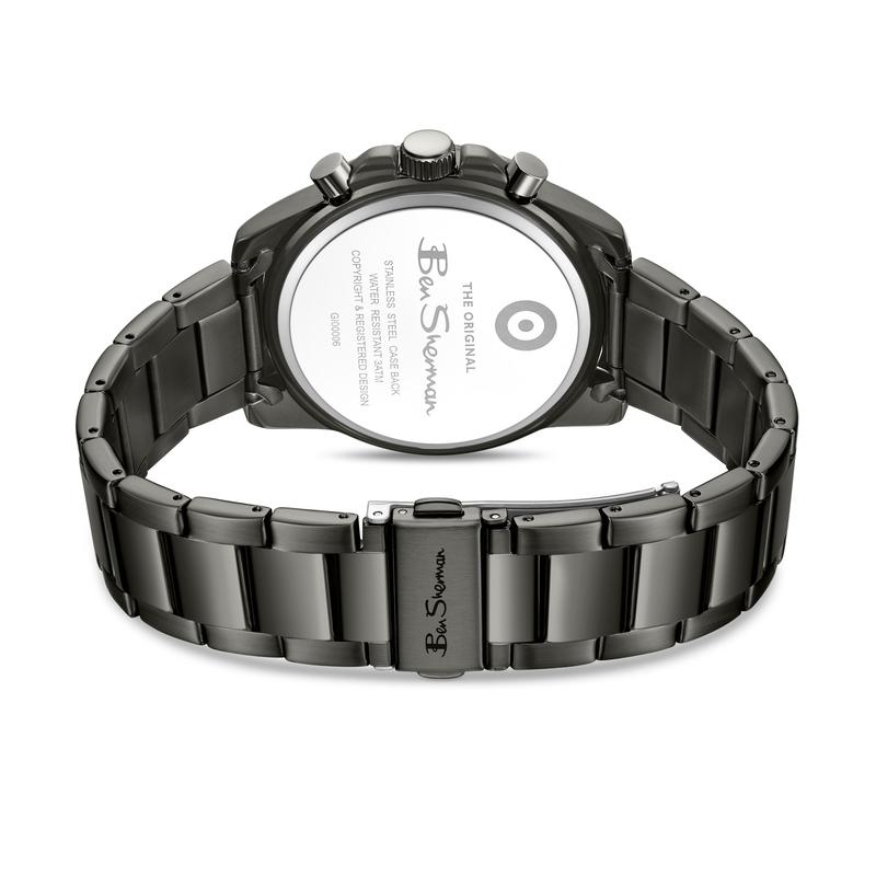 Ben Sherman Men's Gunmetal Chronograph Watch with Green Dial & Gunmetal Stainless Steel Bracelet