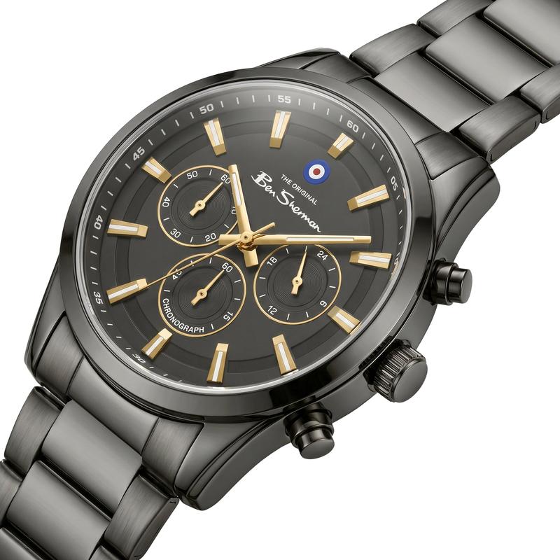 Ben Sherman Men's Gunmetal Chronograph Watch with Grey Dial & Black Stainless-Steel Bracelet