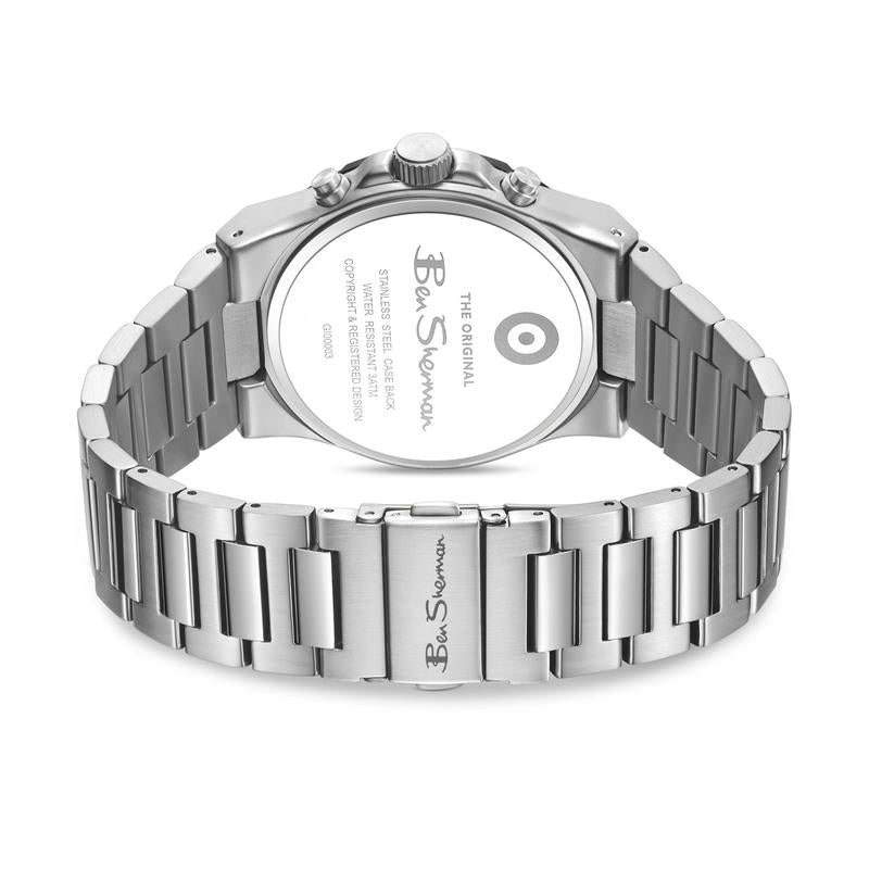 Ben Sherman Men's Silver & Black Chronograph Watch with Stainless Steel Bracelet