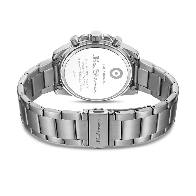 Ben Sherman Men’s Silver-Tone Chronograph Watch with Black Dial