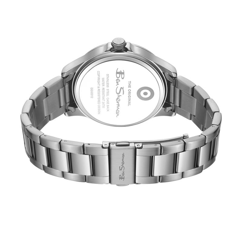 Ben Sherman Men’s Silver-Tone Watch with Textured Navy Dial