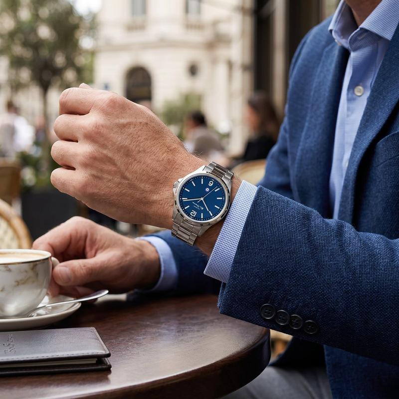 Ben Sherman Men’s Silver-Tone Watch with Textured Navy Dial