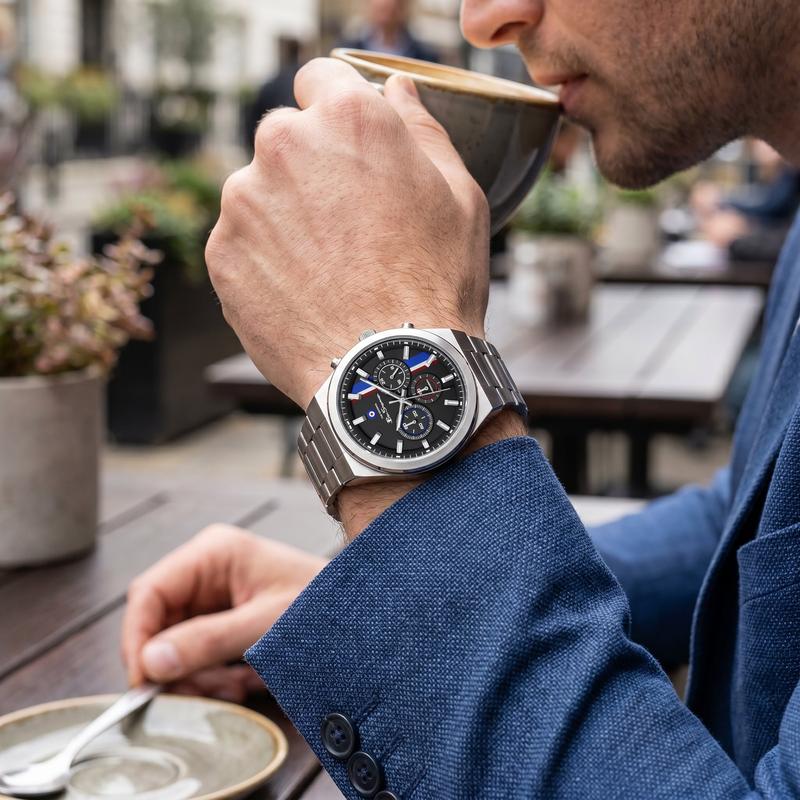 Ben Sherman Men's Stainless Steel Chronograph Watch with Black Dial & Silver Bracelet