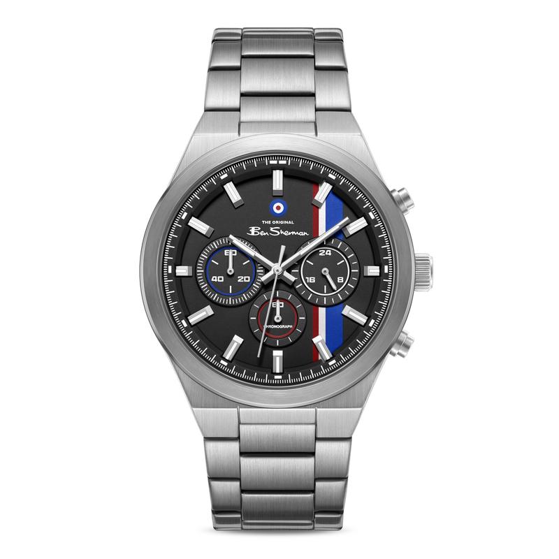Ben Sherman Men's Stainless Steel Chronograph Watch with Black Dial & Silver Bracelet