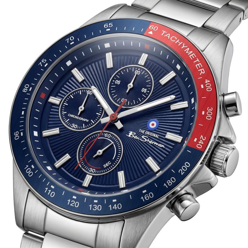 Ben Sherman Men's Stainless Steel Chronograph Watch with Blue Dial